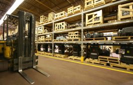 Forklift and its Industrial Warehouse Interior