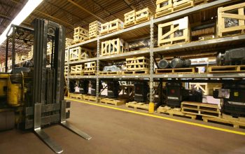 Forklift and its Industrial Warehouse Interior